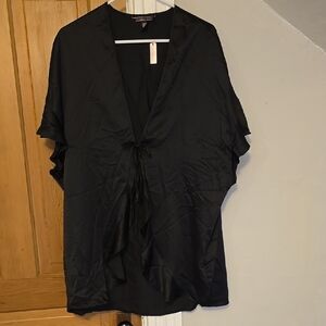 Black Satin Kimono Cardigan